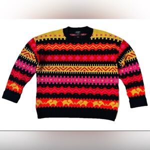 kate spade sweater S elephants hearts bright colors long sleeve wool blend 90’s